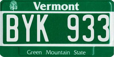 VT license plate BYK933