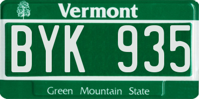 VT license plate BYK935