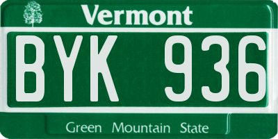 VT license plate BYK936