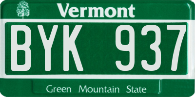 VT license plate BYK937