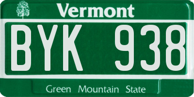 VT license plate BYK938