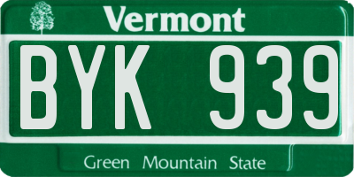 VT license plate BYK939