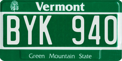 VT license plate BYK940