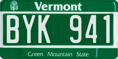 VT license plate BYK941