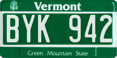 VT license plate BYK942