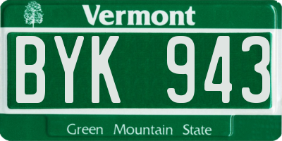 VT license plate BYK943