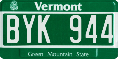 VT license plate BYK944