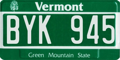 VT license plate BYK945