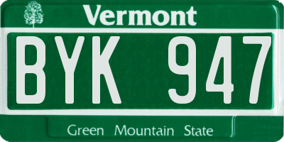 VT license plate BYK947
