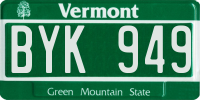 VT license plate BYK949