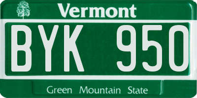 VT license plate BYK950