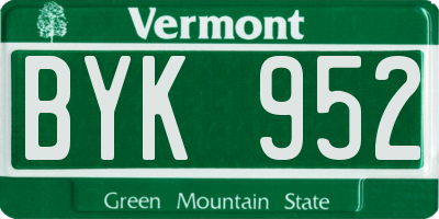 VT license plate BYK952
