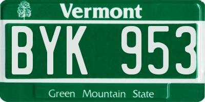 VT license plate BYK953