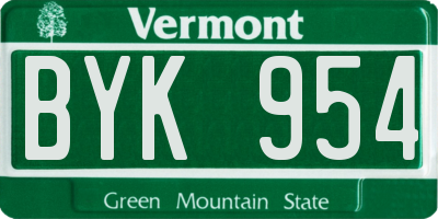 VT license plate BYK954