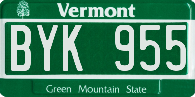 VT license plate BYK955