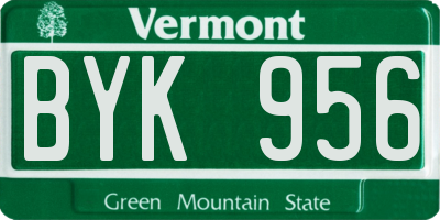 VT license plate BYK956