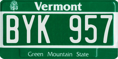 VT license plate BYK957