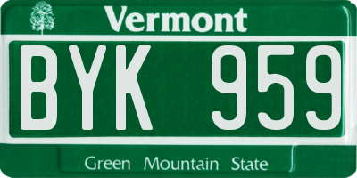 VT license plate BYK959