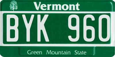 VT license plate BYK960