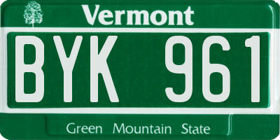 VT license plate BYK961