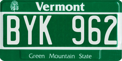 VT license plate BYK962