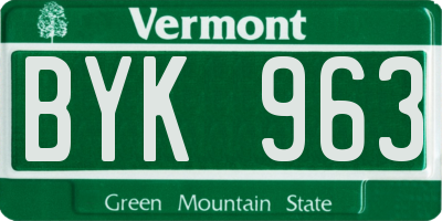 VT license plate BYK963