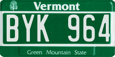 VT license plate BYK964