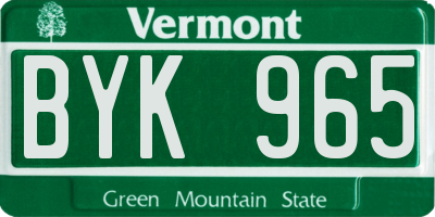 VT license plate BYK965