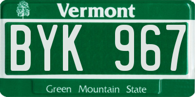 VT license plate BYK967