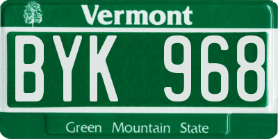 VT license plate BYK968