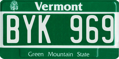 VT license plate BYK969