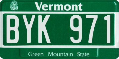 VT license plate BYK971