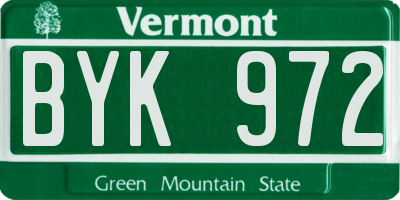 VT license plate BYK972