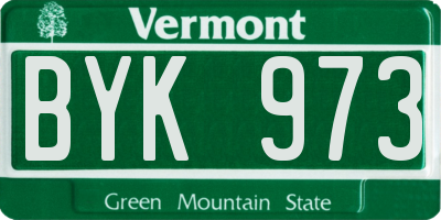 VT license plate BYK973