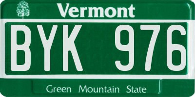 VT license plate BYK976
