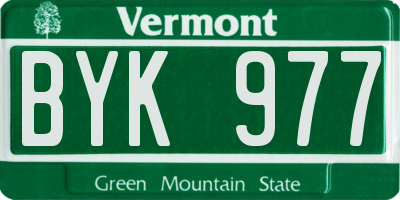 VT license plate BYK977