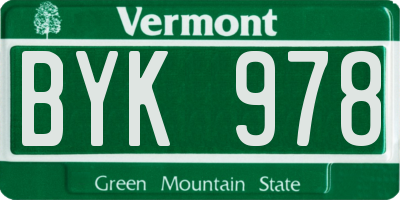 VT license plate BYK978