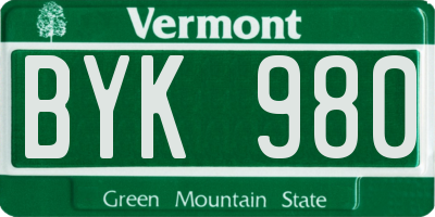 VT license plate BYK980