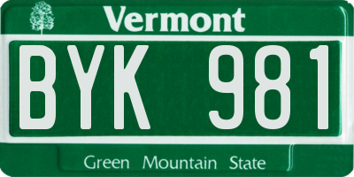 VT license plate BYK981
