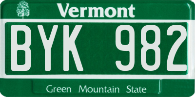 VT license plate BYK982