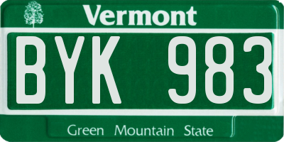 VT license plate BYK983