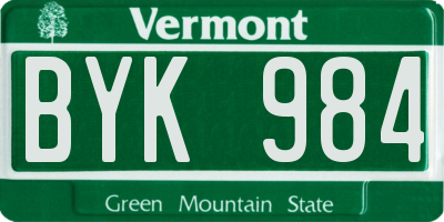 VT license plate BYK984