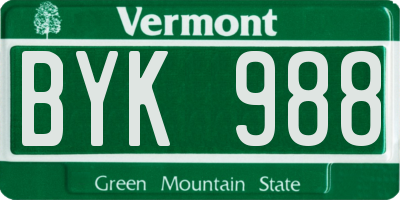 VT license plate BYK988