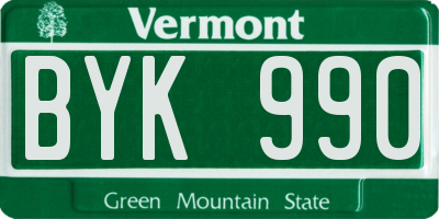 VT license plate BYK990