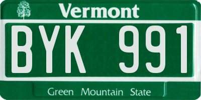 VT license plate BYK991