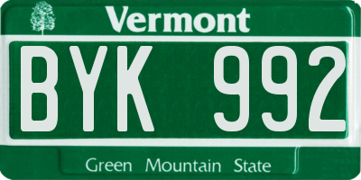 VT license plate BYK992