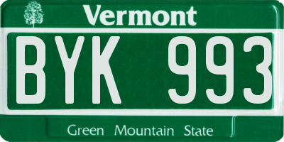 VT license plate BYK993