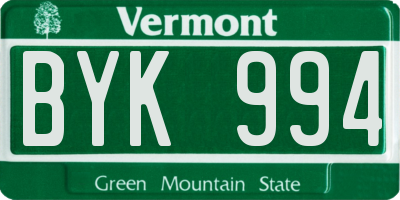 VT license plate BYK994