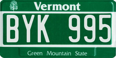 VT license plate BYK995