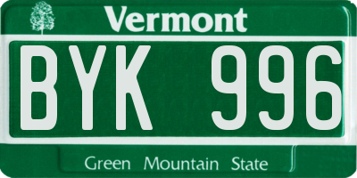 VT license plate BYK996